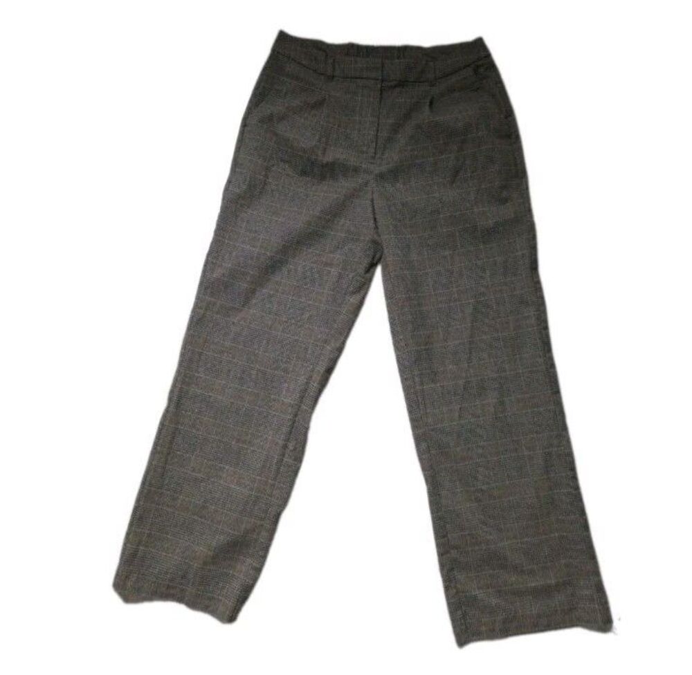 Old Navy Extra High Rise Taylor Wide Leg Plaid Trouser Pants Brown Size L EUC